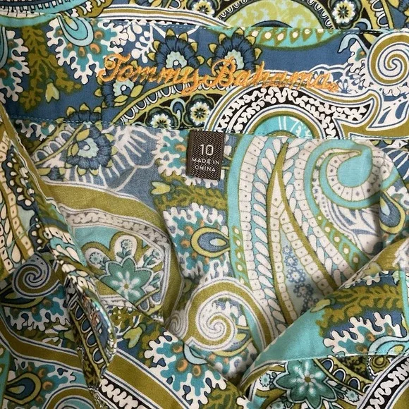 Tommy Bahama Top Women's‎ 10 Multi Color Paisley Button Up Long Sleeve Blouse - Picture 7 of 12